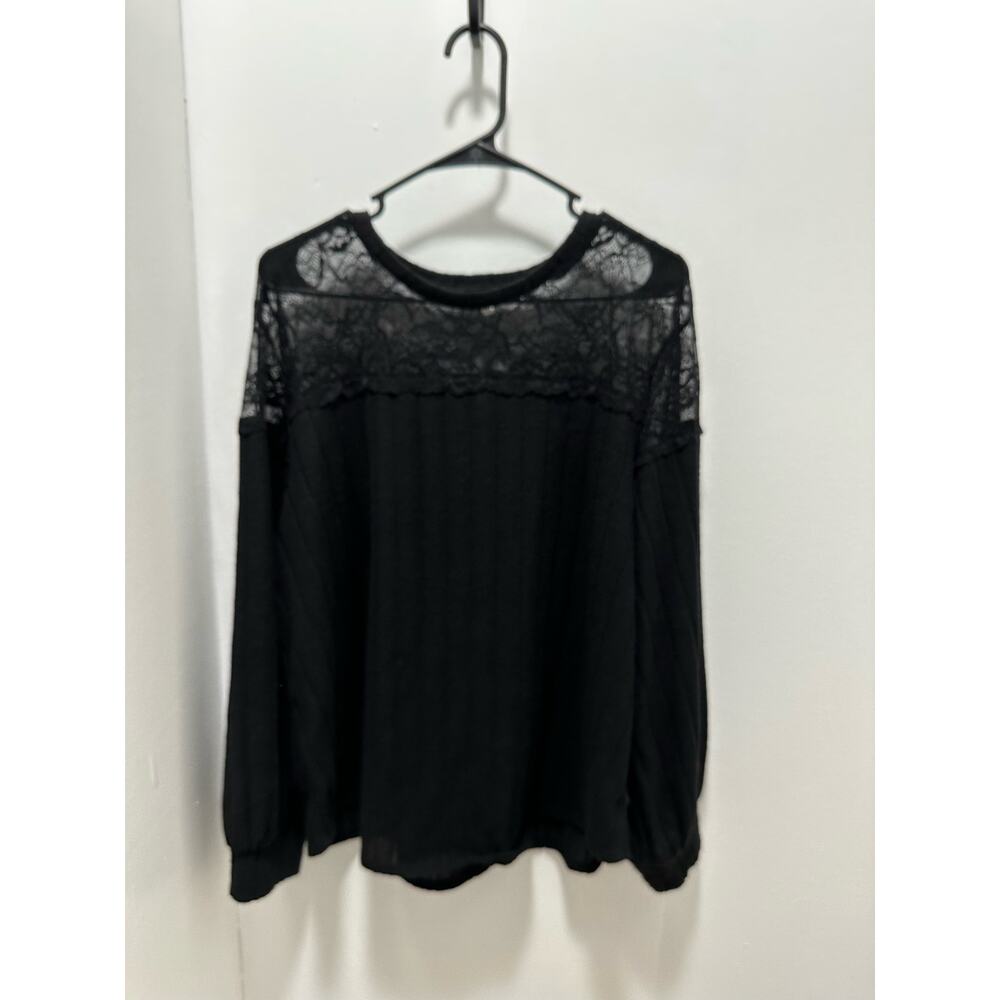Black Lace Top Blouse Sweater Like SIZE 1X